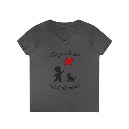 Cat Lover Girls' V-Neck T-Shirt, Gift for Birthday, Cat Lover T-Shirt, Cat Mom Gift, Gift for Kids and Animal Lovers