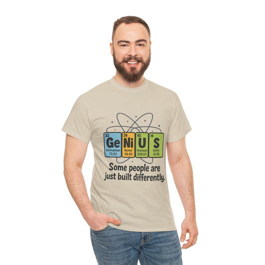 Funny Mens Genius T-Shirt, Periodic Table Nerd Shirt, Science Humor Tee for Smart Guys, Perfect Gift for Science Lovers