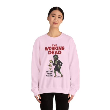 The Working Dead Women's Funny Zombie Sweatshirt, Office Humor Crewneck, Halloween Work Top