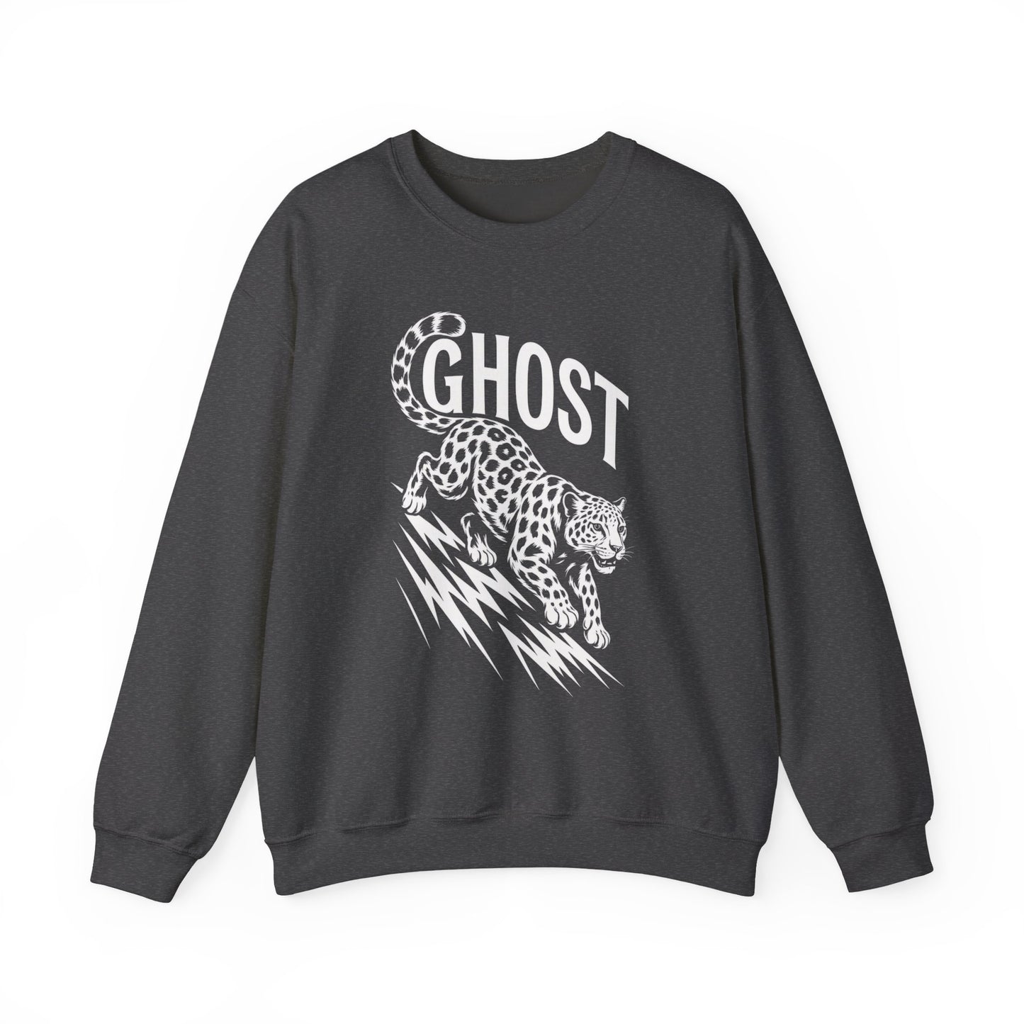 Ghost Leopard Crewneck Sweatshirt, Unisex Fashion, Cozy Casual Wear, Graphic Sweatshirt, Wild Animal Art, Gift for Animal Lovers