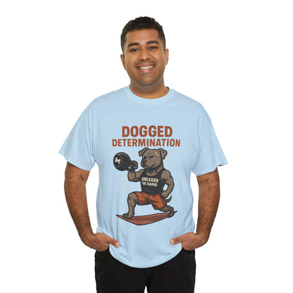 Funny Gym Dog T-Shirt for Men, Workout Bulldog Graphic Tee, Fitness Motivation Shirt, Dog Lover Gift, Dogged Determination Gym Tee