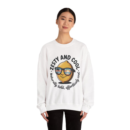 Zesty and Cool Crewneck Sweatshirt, Womens Lemon Sweatshirt for Casual Wear, Trendy Gift, Summer Vibes, Comfortable Apparel