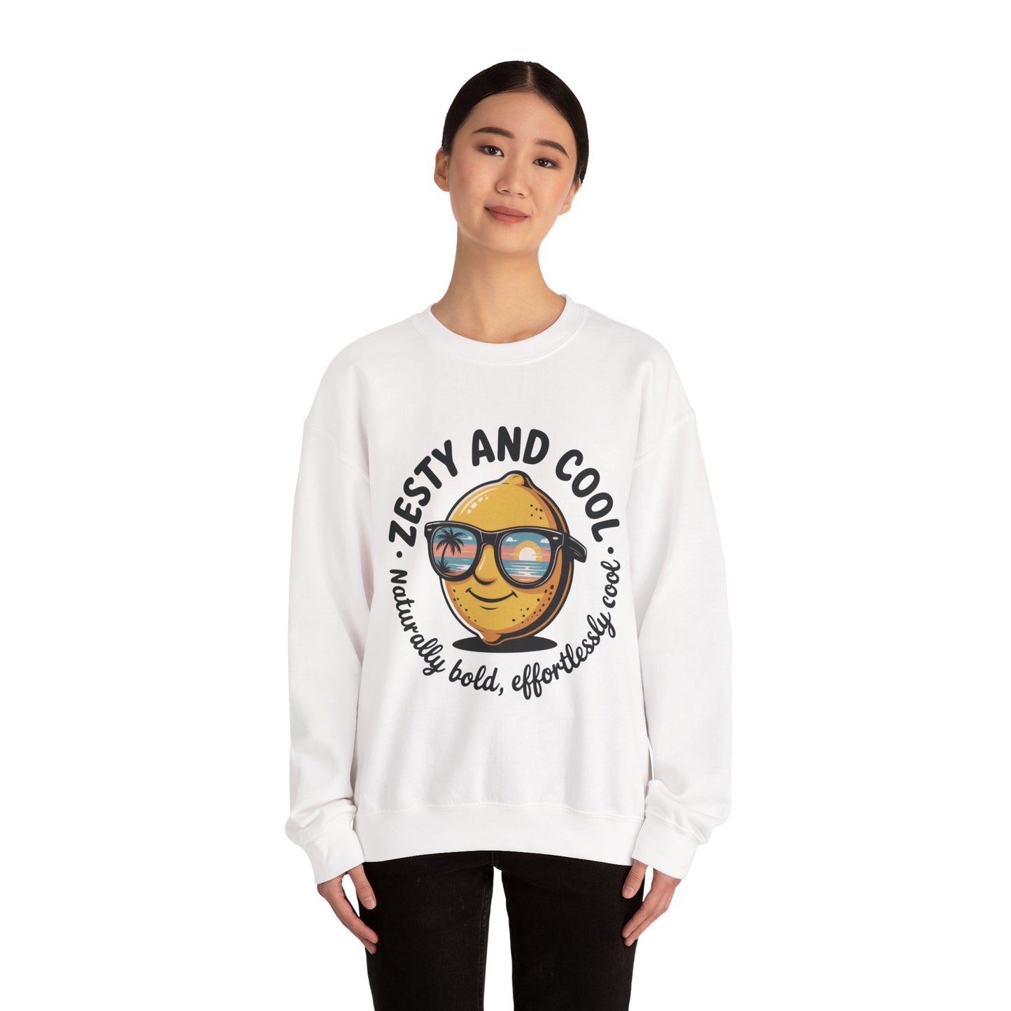 Zesty and Cool Crewneck Sweatshirt, Womens Lemon Sweatshirt for Casual Wear, Trendy Gift, Summer Vibes, Comfortable Apparel