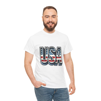 USA Patriotic Unisex Heavy Cotton Tee, American Pride Shirt, July 4th T-Shirt, Independence Day Apparel, Casual Summer Top