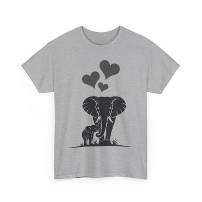 Elephant Mom and Baby T-Shirt, Elephant Love Cotton Tee, Cute Animal Shirt, Animal Lover Gift, Cute Minimalist Elephant Design