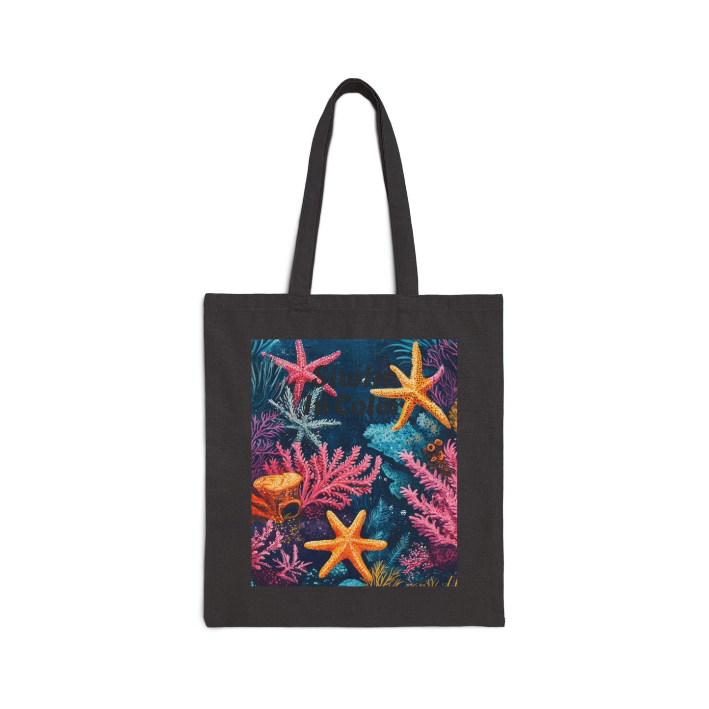 Ocean-Inspired Cotton Canvas Tote Bag, Artistic Starfish Design, Eco-Friendly Carryall, Beach Day Essential, Summer Gift, Boho Style