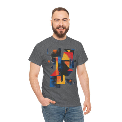 Abstract Geometric Art T-Shirt, Colorful Unisex Heavy Cotton Tee, Modern Artistic Shirt, Bold Graphic Print Tee
