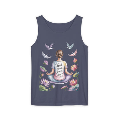 Meditation Floral Womens Tank Top, Find Your Inner Peace, Yoga Apparel, Gift for Mindfulness, Summer Relaxed Wear