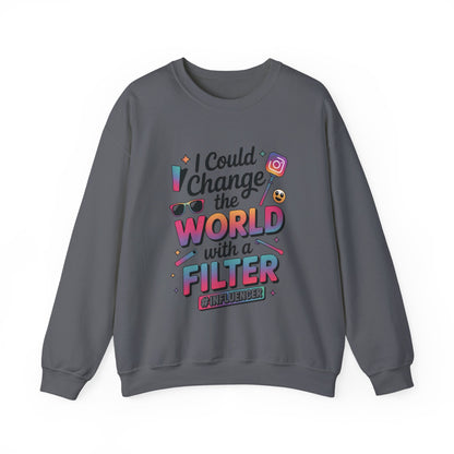 Womens Heavy Blend™ Crewneck Sweatshirt, Womens Influencer Sweatshirt, Funny Social Media Pullover, Cute Trendy Graphic Top