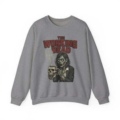 The Working Dead Women's Zombie Sweatshirt, Halloween Zombie Top, Work Humor Sweatshirt, Women's Heavy Blend™ Crewneck Sweatshirt