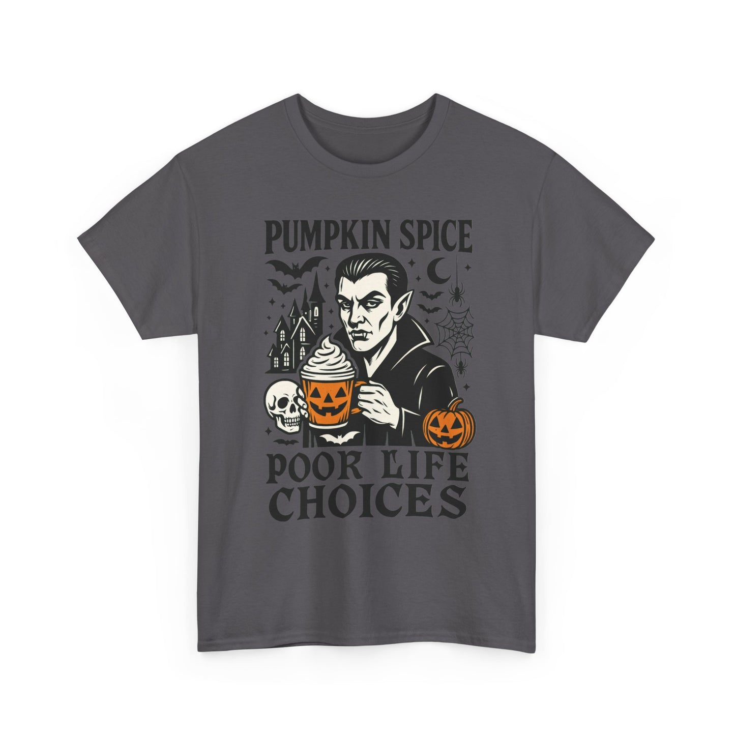 Pumpkin Spice Poor Life Choices Men's T-Shirt, Funny Vampire Coffee Halloween Graphic Tee
