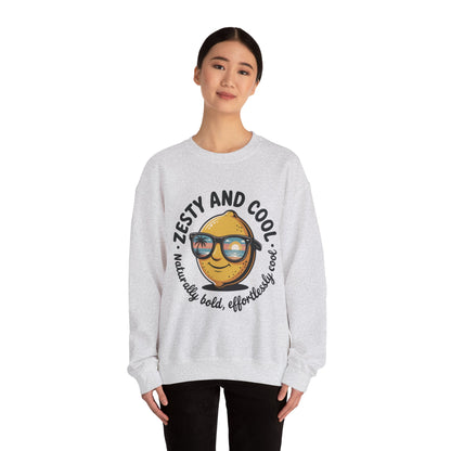 Zesty and Cool Crewneck Sweatshirt, Womens Lemon Sweatshirt for Casual Wear, Trendy Gift, Summer Vibes, Comfortable Apparel