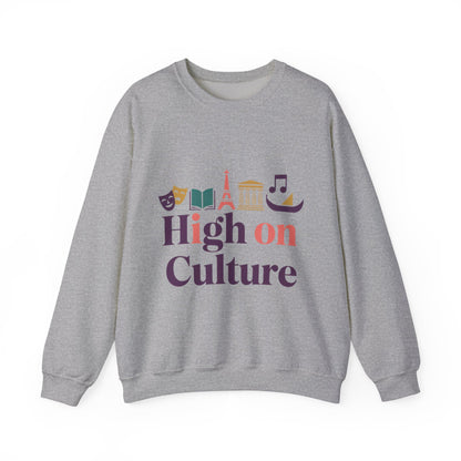Womens Heavy Blend™ Crewneck Sweatshirt, High on Culture Womens Sweatshirt, Stylish Cultural Graphic Top