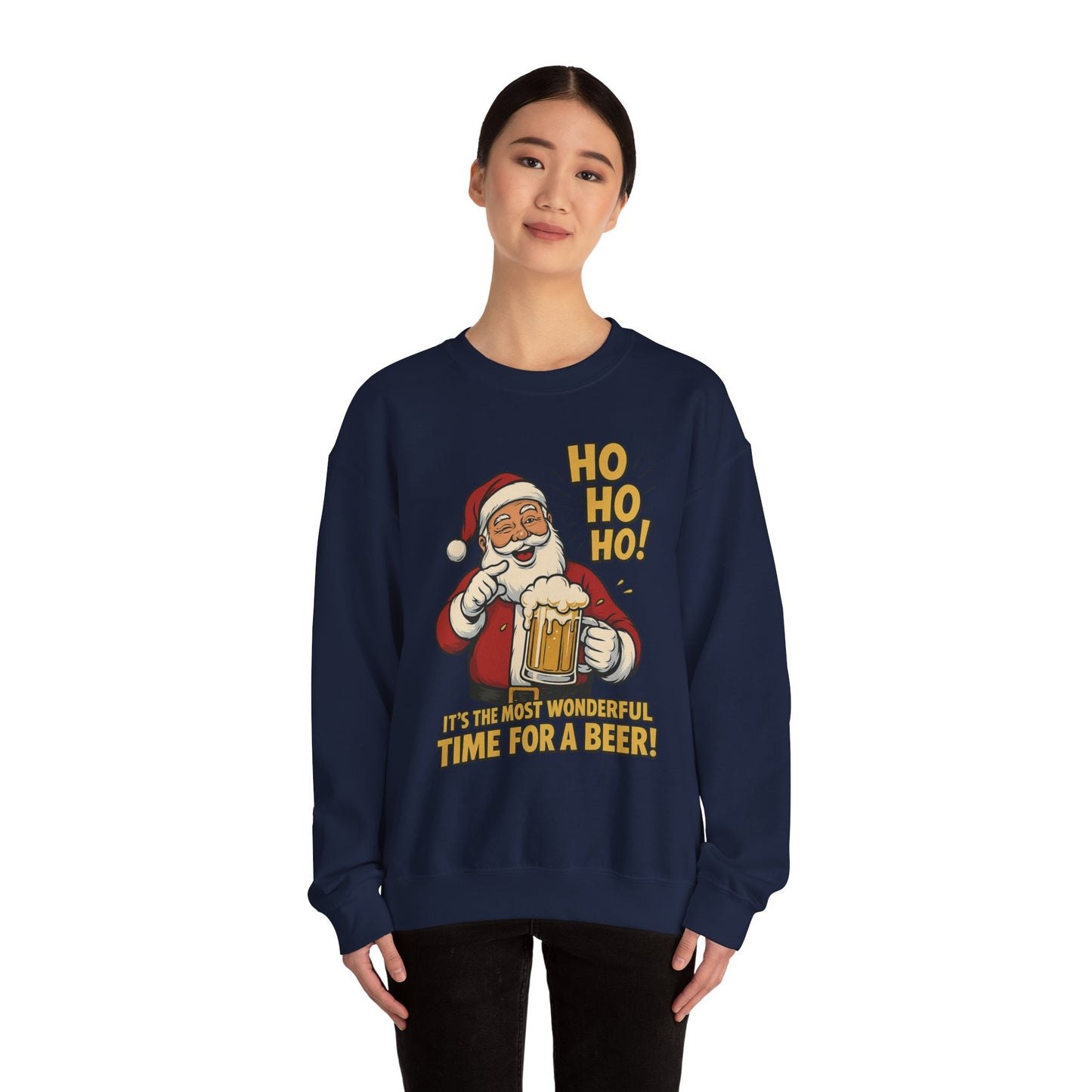 Funny Santa Beer Christmas Sweatshirt, Men's Holiday Pullover, Men's Heavy Blend™ Crewneck Sweatshirt