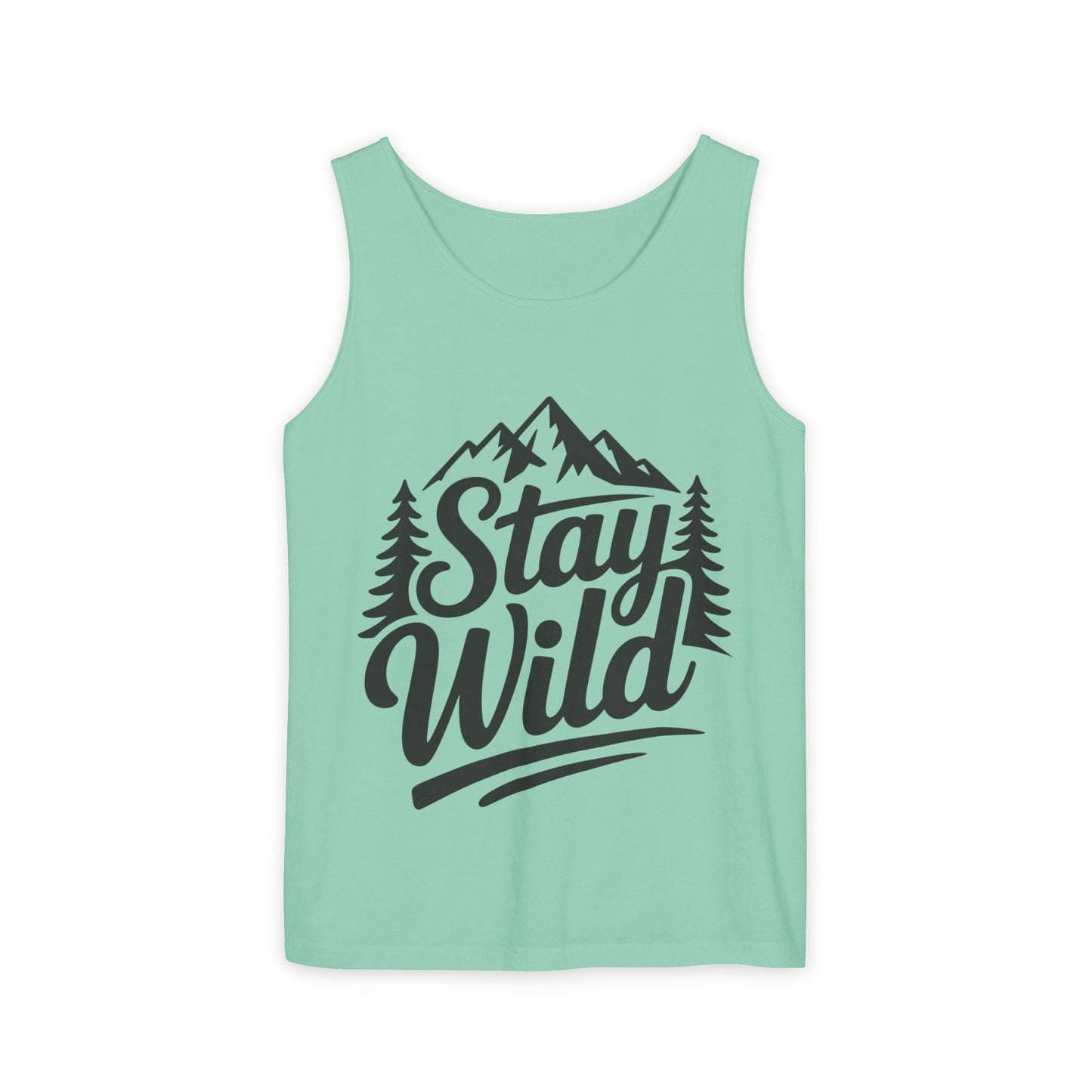 Stay Wild Garment-Dyed Mens Tank Top, Boho Summer Top, Adventure Shirt, Nature Lover Apparel, Gift for Hikers, Outdoor Clothing