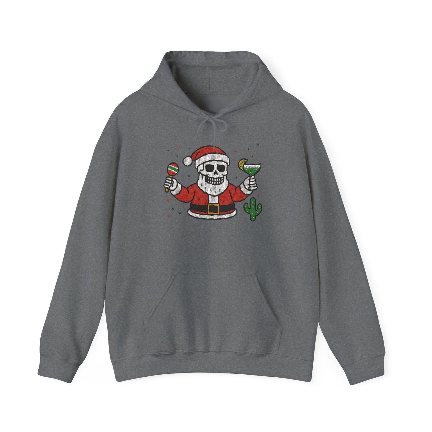 Skeleton Santa Funny Christmas Hoodie for Men, Ugly Margarita Holiday Sweatshirt
