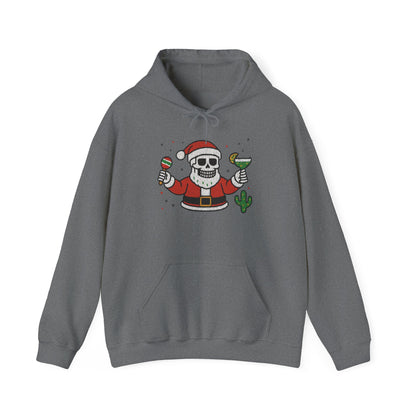 Skeleton Santa Funny Christmas Hoodie for Men, Ugly Margarita Holiday Sweatshirt