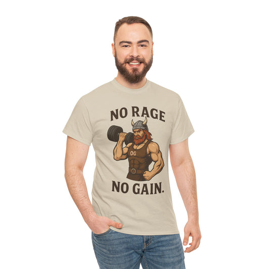 No Rage No Gain Viking Gym Shirt, Funny Muscle Workout Tee, Barbarian Fitness T-Shirt for Men, Powerlifting Humor Shirt, Viking Lifting Gift