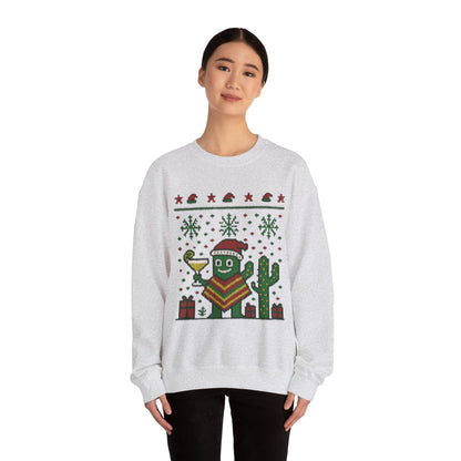 Festive Cactus Christmas Women's Sweatshirt, Funny Santa Hat Holiday Pullover, Women's Heavy Blend™ Crewneck Sweatshirt