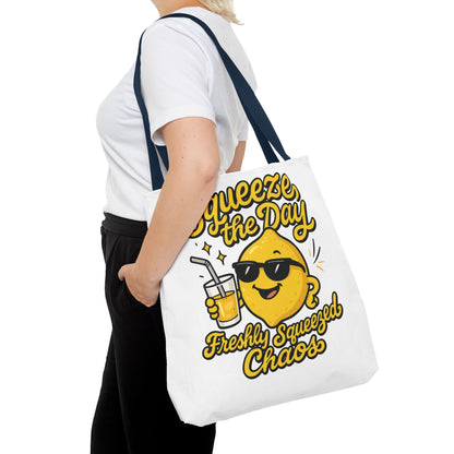 Lemon Themed Tote Bag, Squeeze the Day, Shopping Bag, Gift for Citrus Lovers, Eco-Friendly Carrier, Summer Accessory