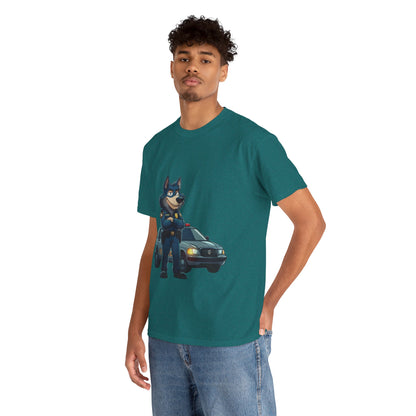 Cool Police Wolf Cartoon Shirt, Funny Cop Animal Graphic Tee,  Law Enforcement Gift T-Shirt, Tee for Dog Lovers, Gifts for Police Week