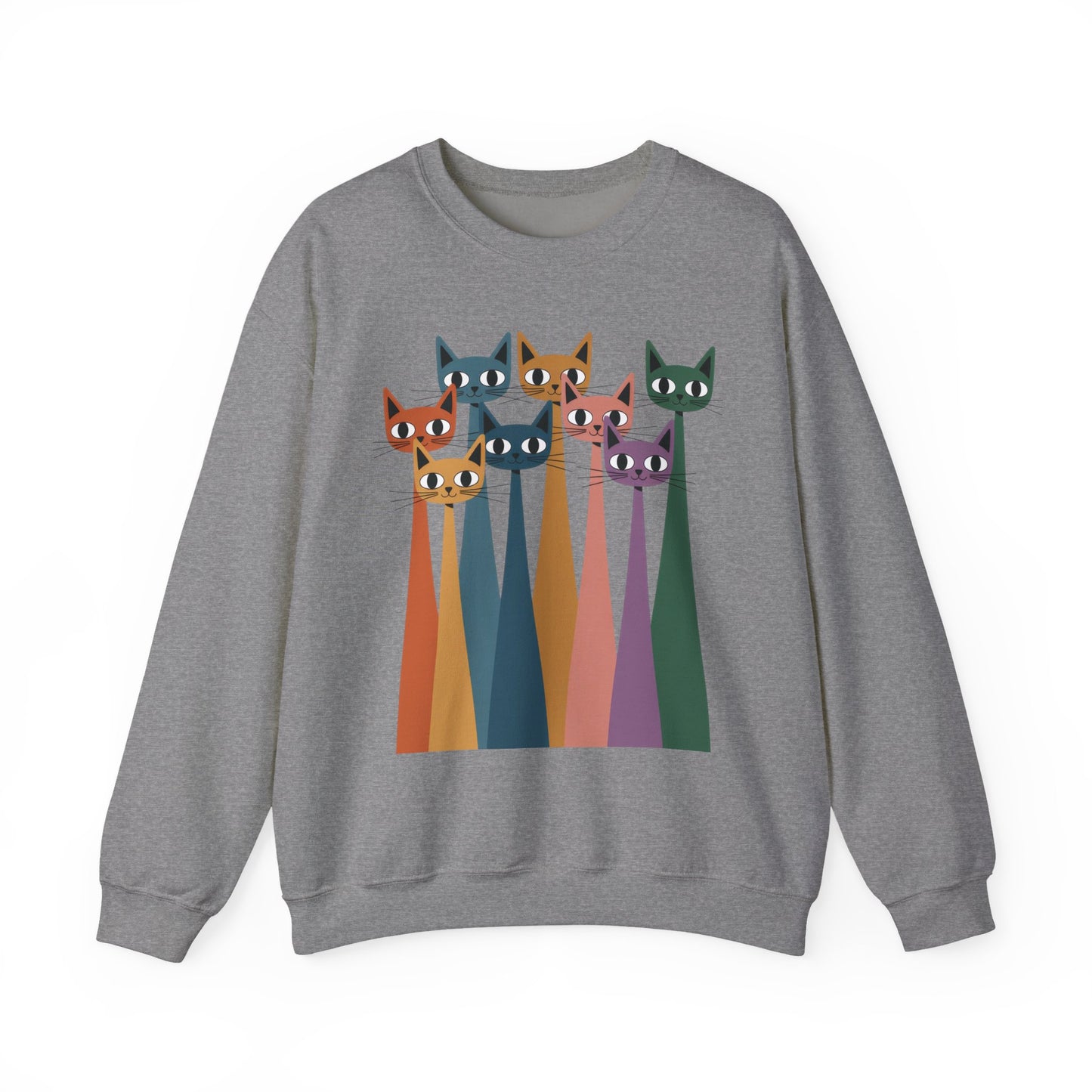 Colorful Cat Sweatshirt, Cozy Crewneck, Cat Lover Gift, Unisex Sweatshirt, Cute Animal Apparel, Fun Gift for Cat Owners