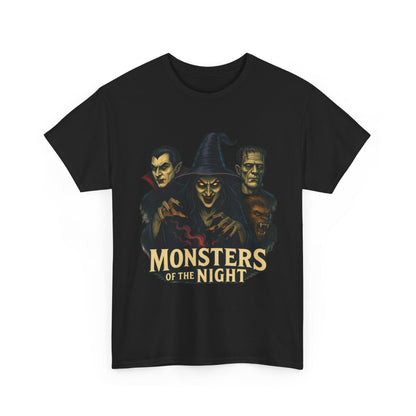 Monsters of the Night Women's T-Shirt, Classic Horror Witch, Vampire, Frankenstein Halloween Tee