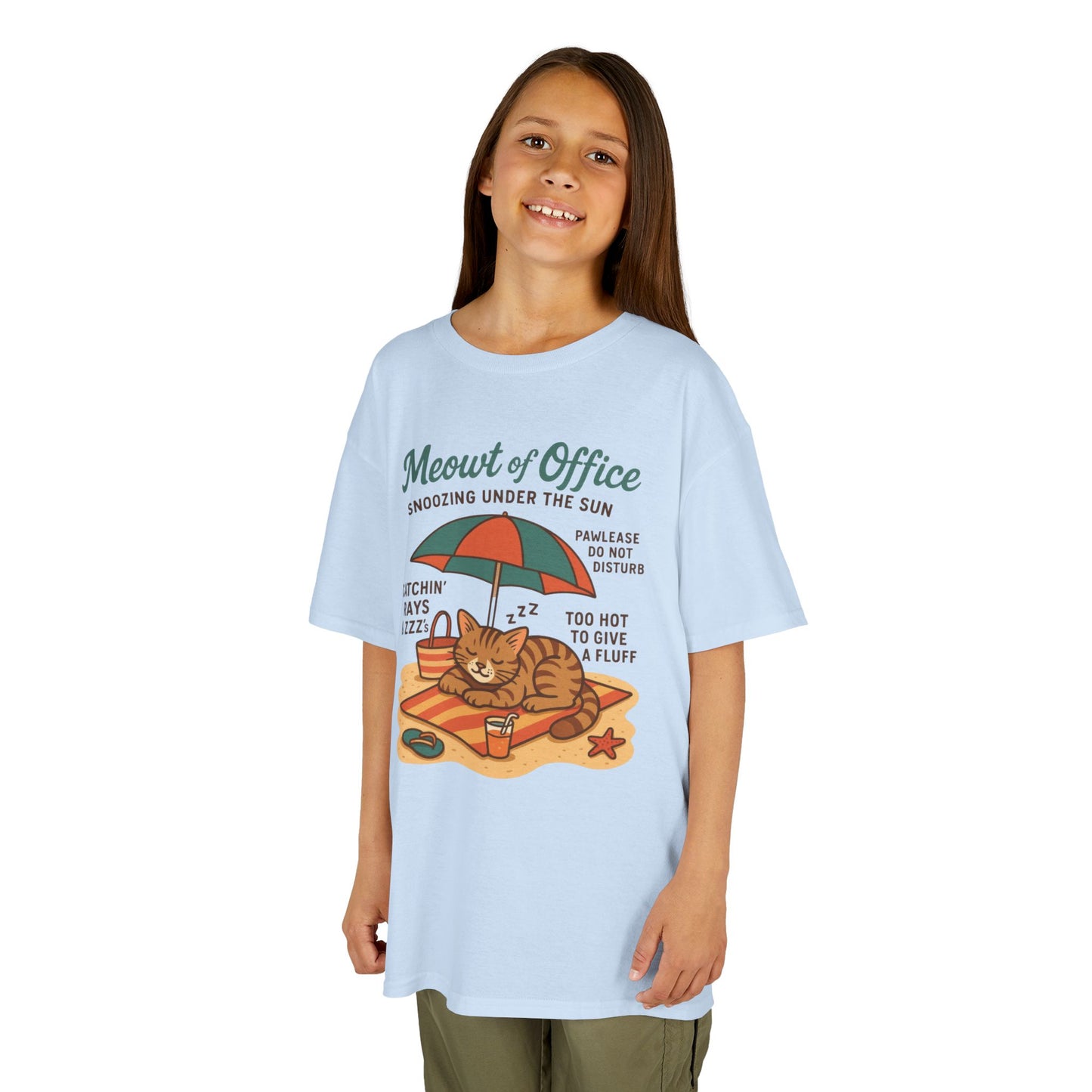 Kids Cat-Themed T-Shirt - Meowt of Office, Cute Summer Tee, Cat Lover Gift, Fun Playwear, Summer Beach Vacation Tee