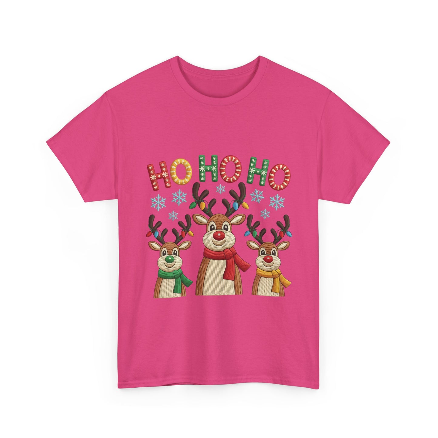 Ho Ho Ho Reindeer T-Shirt, Cute Christmas Tee for Women