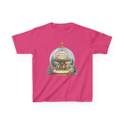 Youth Holiday Café Christmas T-Shirt, Warm Cocoa Carousel Kids Tee