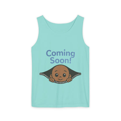 Coming Soon Maternity Tank Top, Cute Baby Boy Pregnancy Announcement Tee, Funny Expecting Mom Gift, Gender Reveal Tee, Baby Shower Top