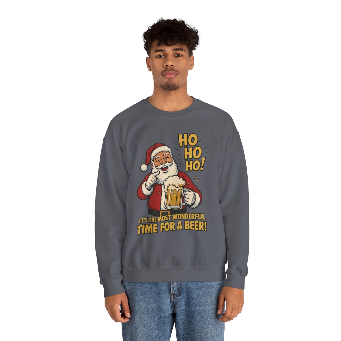 Funny Santa Beer Christmas Sweatshirt, Men's Holiday Pullover, Men's Heavy Blend™ Crewneck Sweatshirt