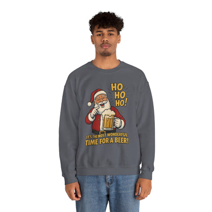 Funny Santa Beer Christmas Sweatshirt, Men's Holiday Pullover, Men's Heavy Blend™ Crewneck Sweatshirt