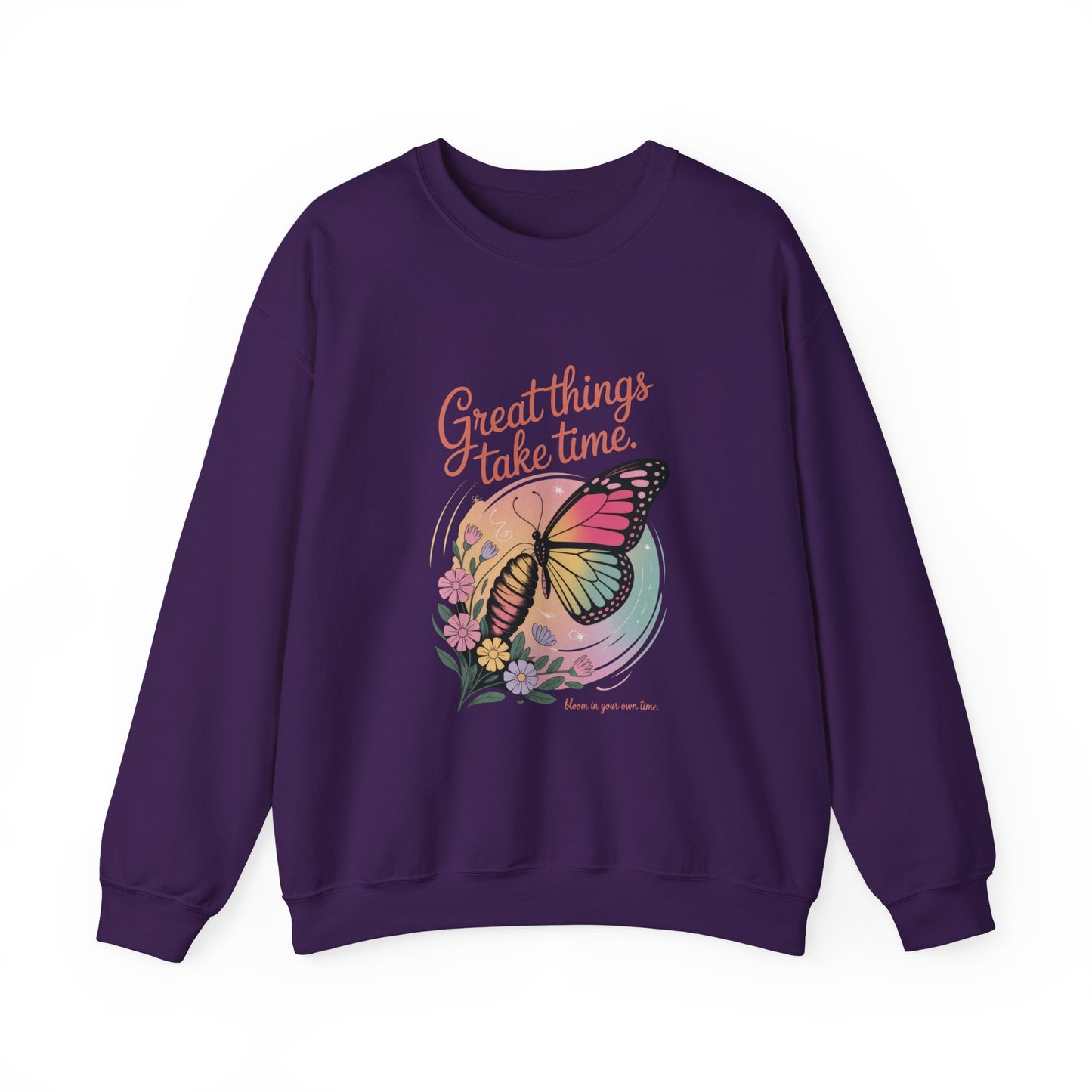 Inspirational Butterfly Sweatshirt - Great Things Take Time, Cozy Unisex Crewneck, Perfect Gift for Nature Lovers, Relaxed Style, [...]