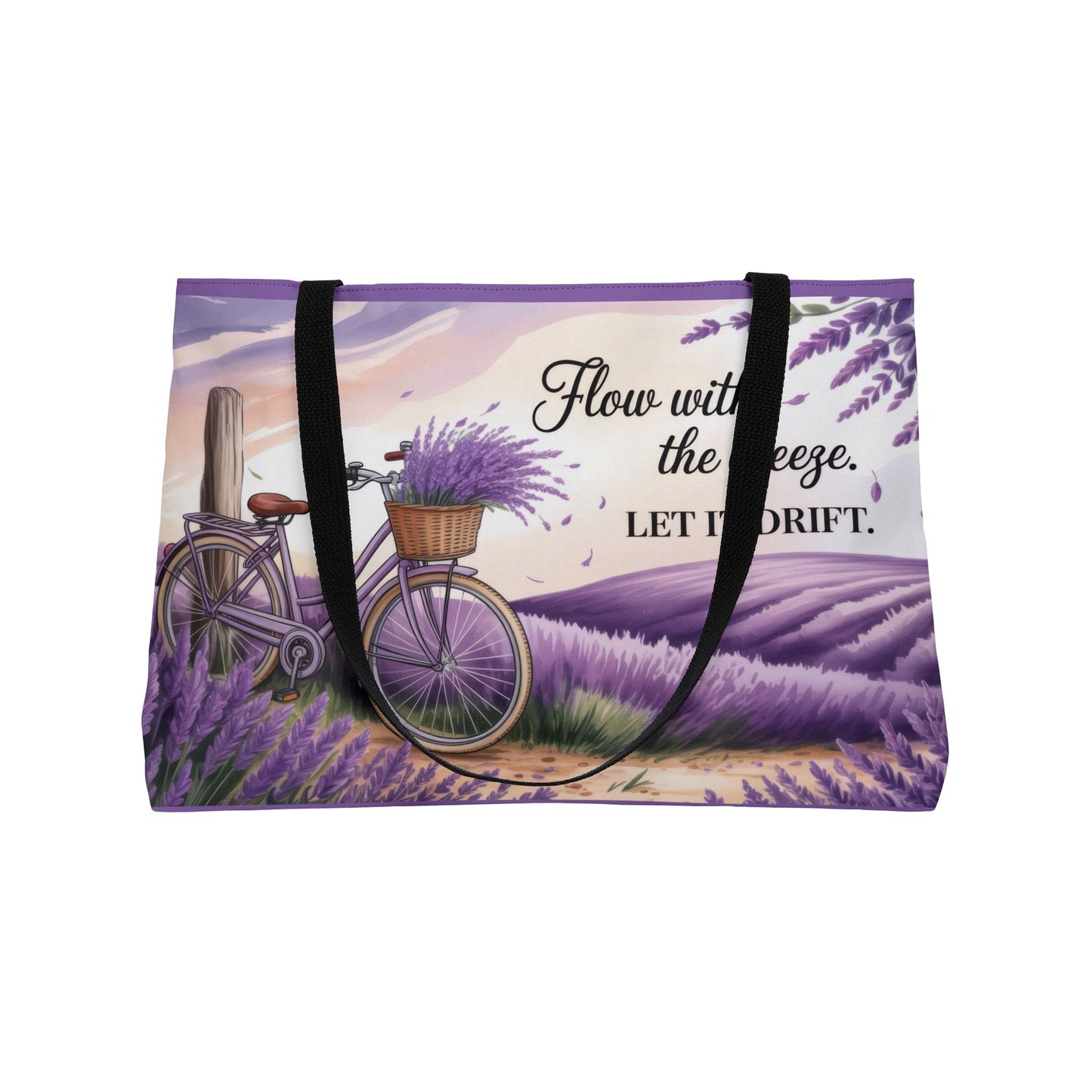 Lavender Bicycle Weekender Tote Bag, Relaxed, Stylish Beach Bag, Travel Accessory, Gift for Her, Summer Outing Essential