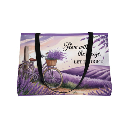 Lavender Bicycle Weekender Tote Bag, Relaxed, Stylish Beach Bag, Travel Accessory, Gift for Her, Summer Outing Essential