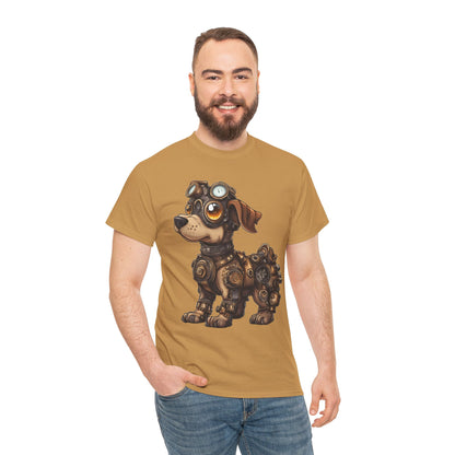 Cyberpunk Pup Design Mens Tee, Steampunk Dog Tee, Dog Lover Gift, Vintage Style, Fun Graphic Tee, Quirky Pet Apparel