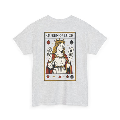 Queen of Luck Front & Back Print unisex T-Shirt, Roll the Dice Tee for Men, Vintage Gambling Shirt, Casino Gift, Poker Gift, Card Games Gift