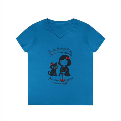 Cat Lover Girls' V-Neck T-Shirt, Gift for Birthday, Cat Lover T-Shirt, Cat Mom Gift