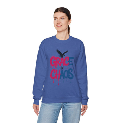 Women's Sweatshirt Grace in Chaos, Graffiti Dripping Street Art Pullover, Bold Urban Graphic