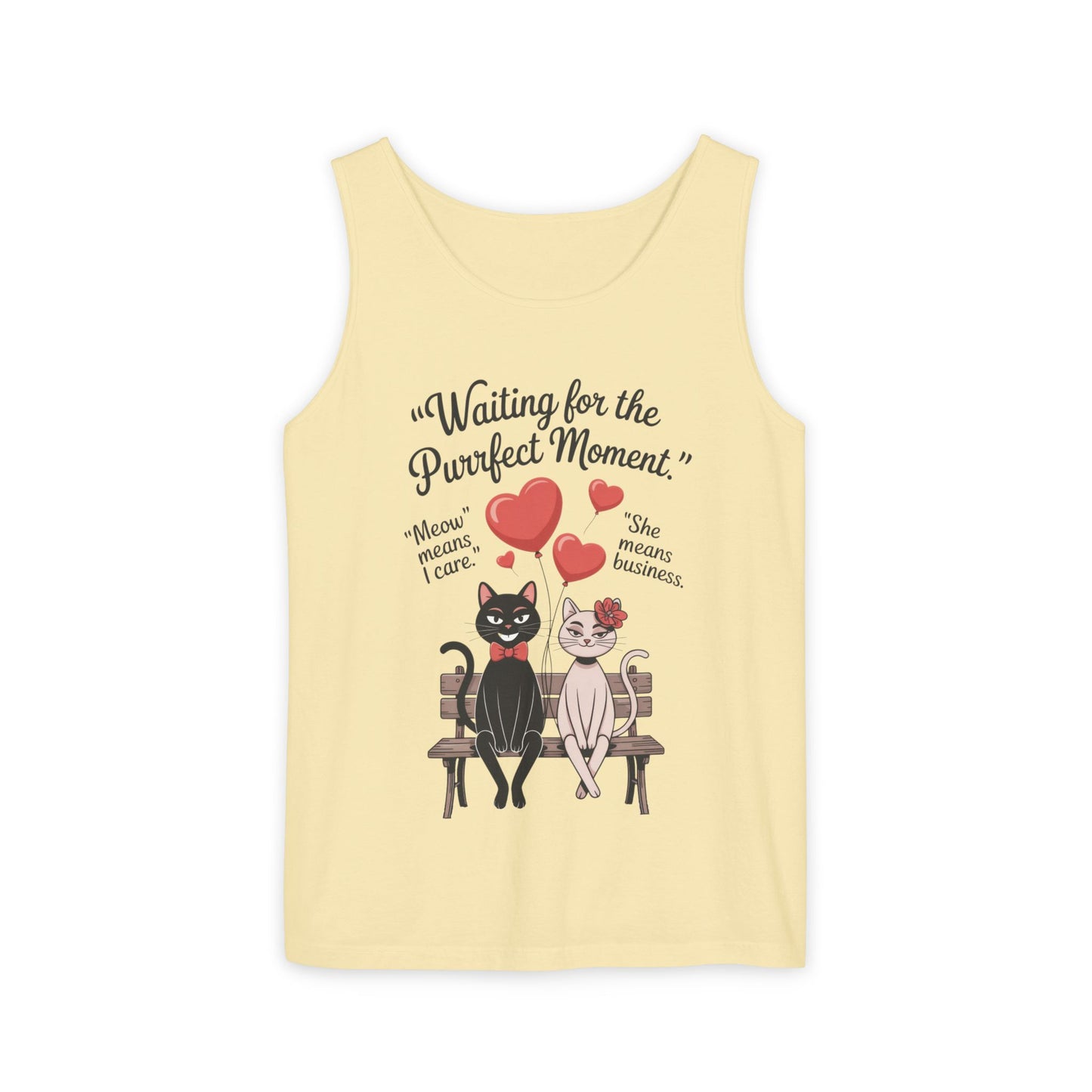 Cute Cat Lovers Tank, Womens Heavy Cotton Tank Top for Pet Owners, Funny Cat Tee, Gift for Cat Lovers, Casual T-Shirt, Animal Art Tee