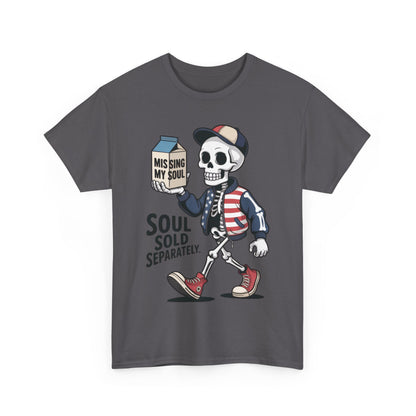 Funny Skeleton T-Shirt Soul Sold Separately Graphic Tee, Missing Soul Cartoon Shirt, Gothic Streetwear, Halloween Gift Tee