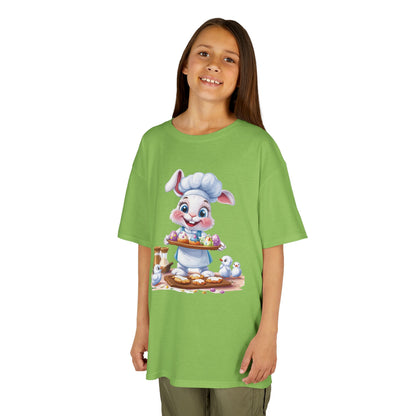 Easter Bunny Chef Kids T-Shirt, Cute Spring Baking Tee with Eggs, Toddler Easter Outfit, Bunny Holding Egg Tray Tee, Cute Animal Design