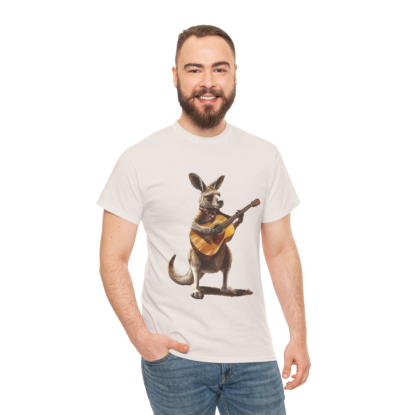 Kangaroo Musician Tee, Fun Graphic Shirt, Unisex Cotton Tee, Gift for Music Lovers, Aussie Music Lover Gift, Guitar Playing Kangaroo T-Shirt