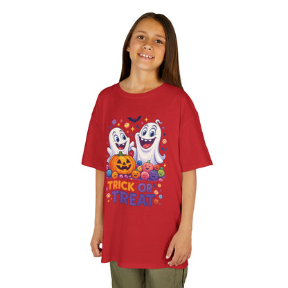Trick or Treat Kids Halloween T-Shirt, Cute Ghosts Pumpkin Design, Fun Spooky Tee for Boys Girls