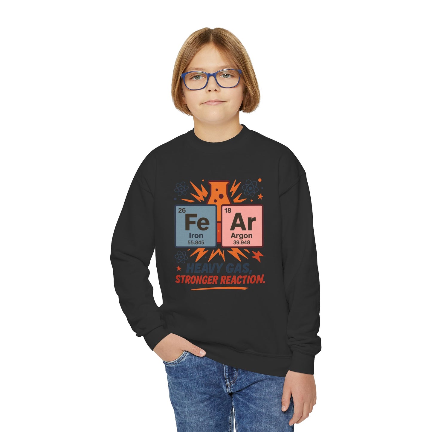 Youth Science Sweatshirt for Kids, Funny Chemistry Gift, Heavy Gas Reaction Crewneck, Science Class Apparel, Educational Sweater