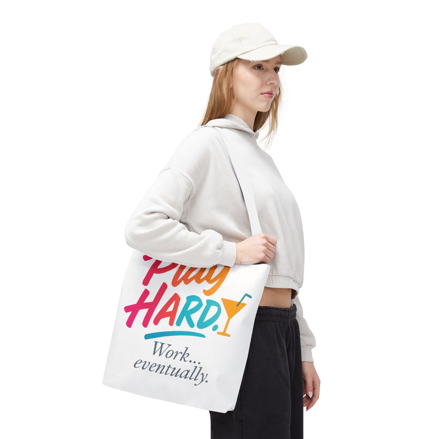 Play Hard Tote Bag - Fun, Stylish, Tote for Work & Play, Summer, Gift, Beach Bag, Everyday Carry, Beach Weekender Bag, large canvas bag