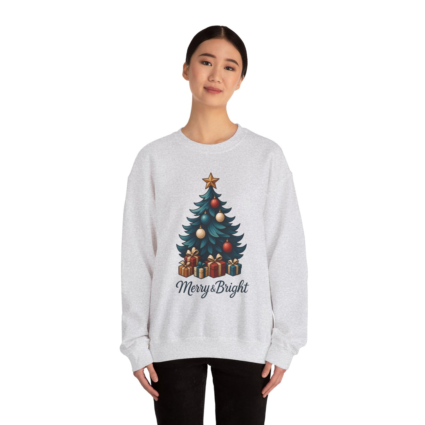 Merry Bright Christmas Sweatshirt, Cozy Holiday Pullover