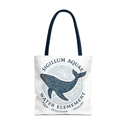 Whale Water Element Tote Bag: Spiritual Gift, Eco-Friendly, Beach Bag, Yoga Accessories, Meditation Essentials, Weekender Bag, Large Bag