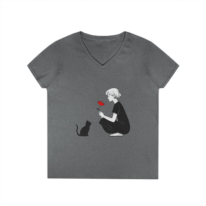 Cat Lover's V-Neck T-Shirt - Cute Graphic Tee for Pet Owners, Gifts for Cat Lovers, Animal Lover Apparel, Valentine's Day, Cat Love